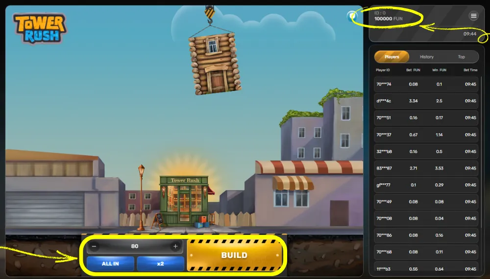 Das Spiel startet mit virtuellen Credits